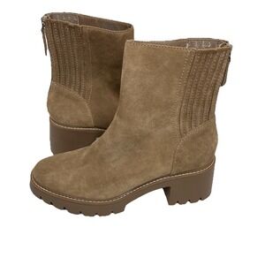 Dolce Vita NWOB Hopper‎ Tan Leather Suede Ankle Zip Chunky Boots Womens Size 9.5